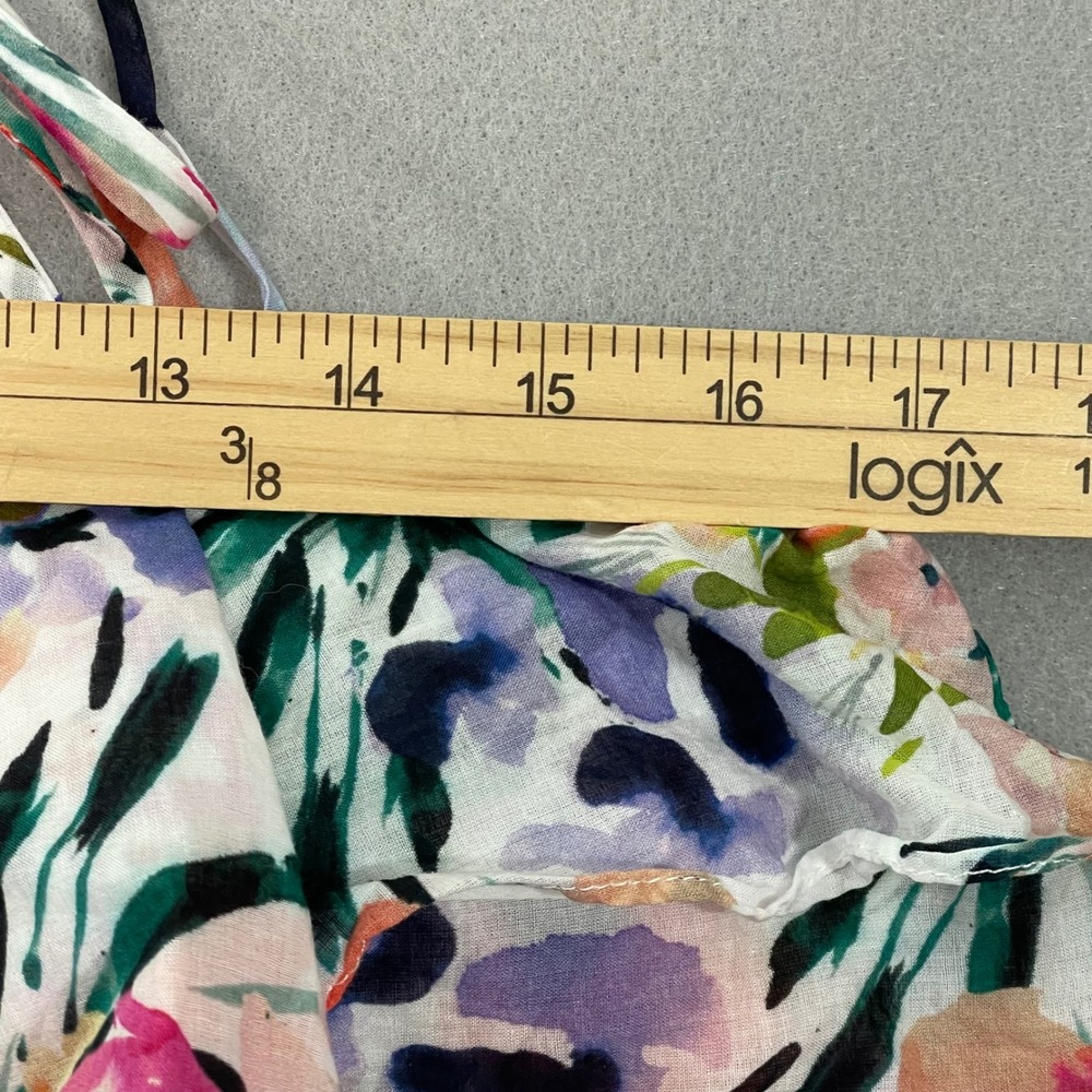 Amanda Uprichard Fifer Women's Small Cami Tank Floral Silk Ruffle Tie Strap Top - Picture 6 of 6